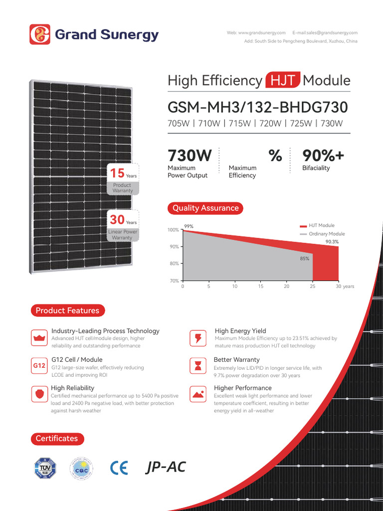 High Efficiency HJT Module Datasheet | PDF | Electricity | Electrical ...