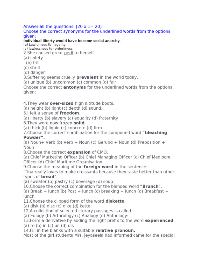 12th 2nd half portion questions girls (1) | PDF | Linguistics