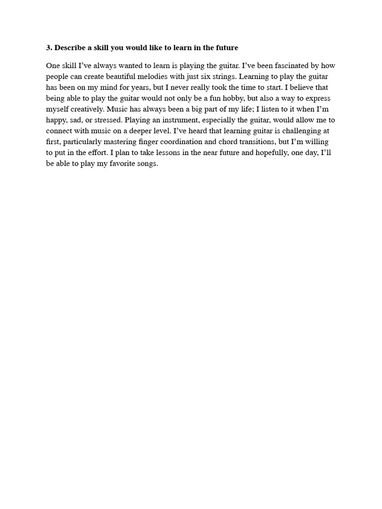 (IELTS - Speaking2) 3. Describe A Skill You Would Like To Learn in The ...