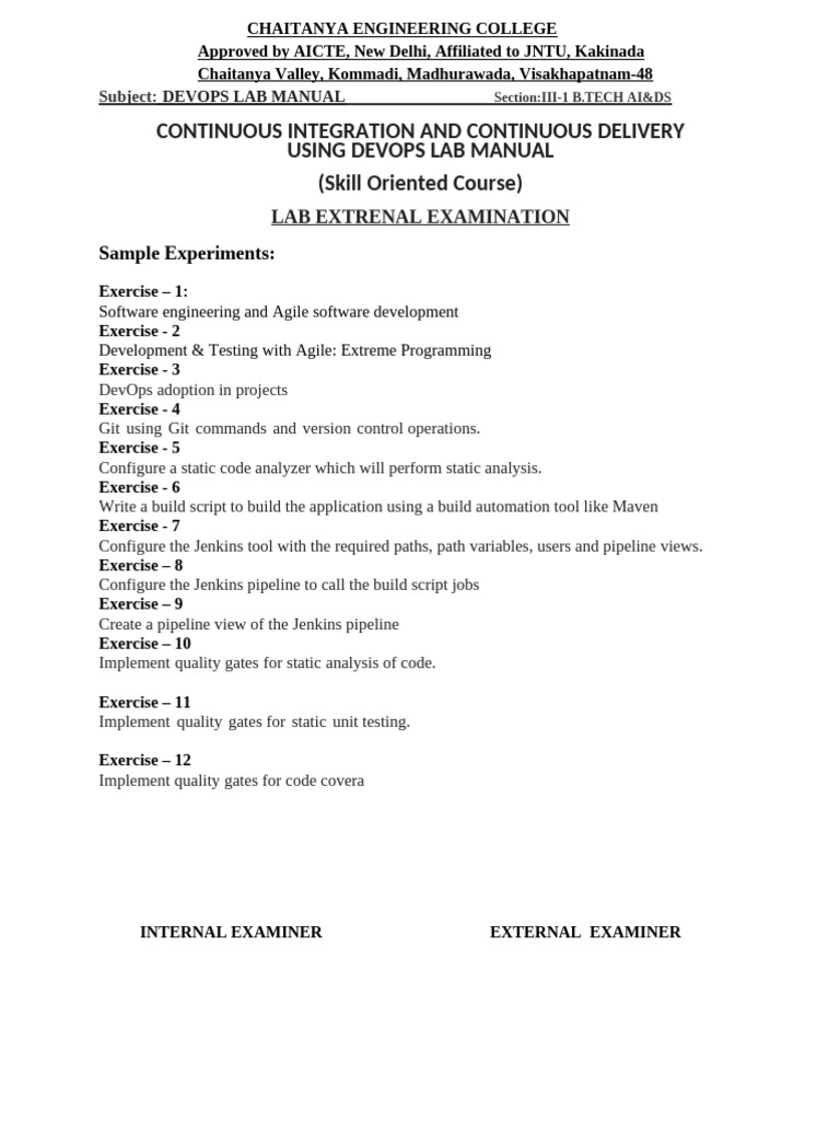 DevOps Lab Manual for B.Tech AI&DS | PDF