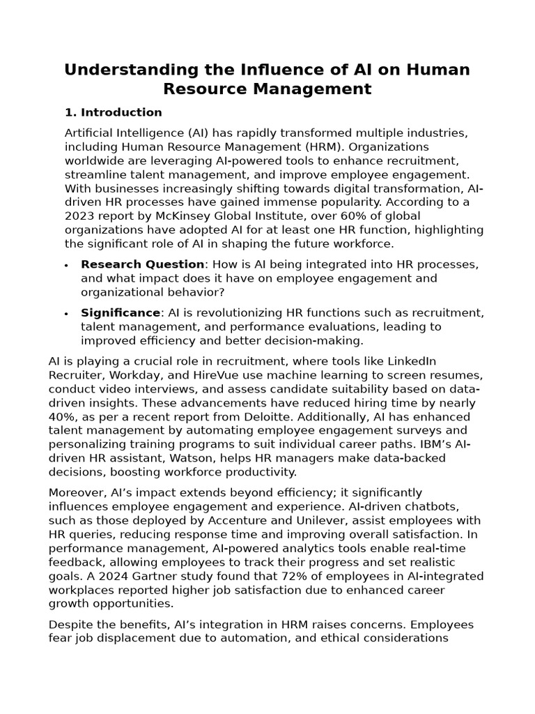 AI's Impact on Human Resource Management | PDF | Human Resource ...