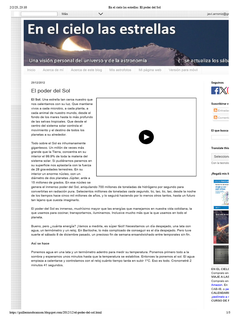 Energía del Sol: Experimento y Cálculos | PDF | Dom | Tierra