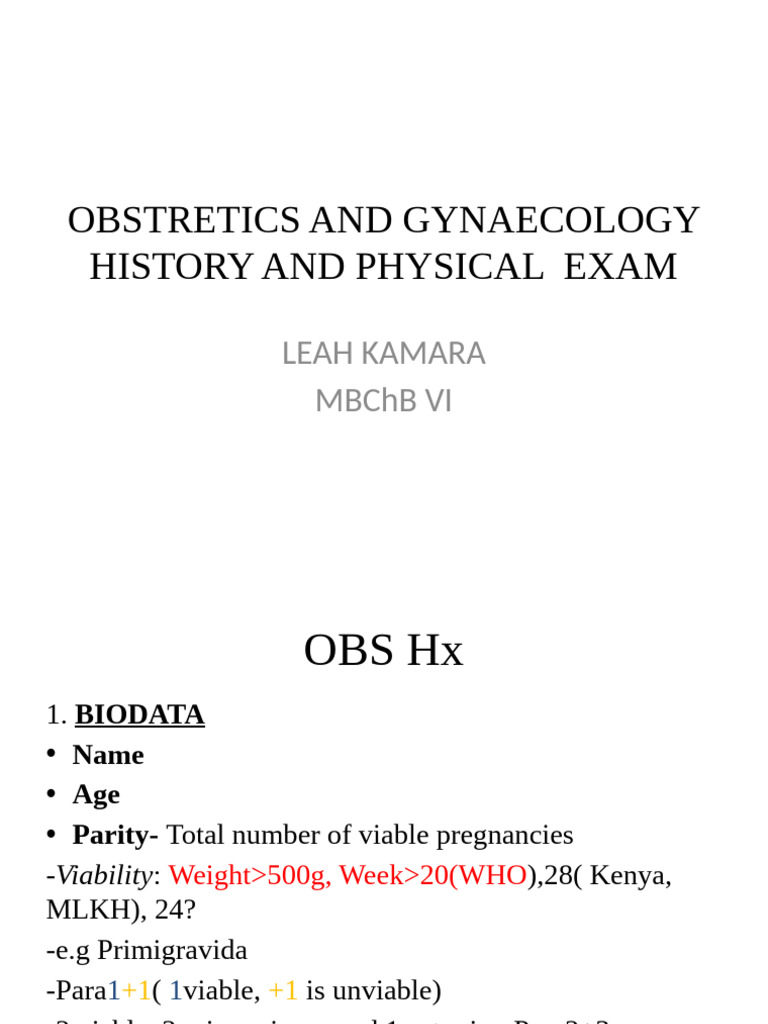 Obstetrics History and Physical Exam Guide | PDF | Childbirth ...