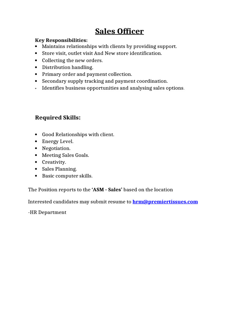 Sales Officer | PDF