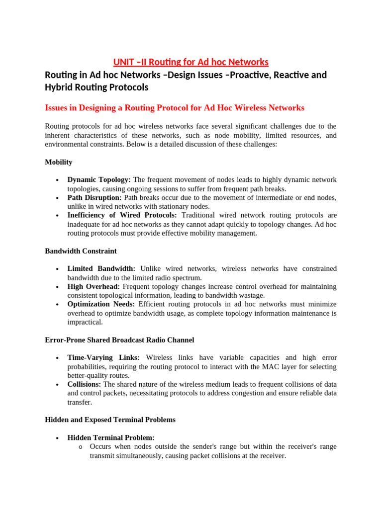 Unit 2 Material | PDF | Routing | Wireless Ad Hoc Network