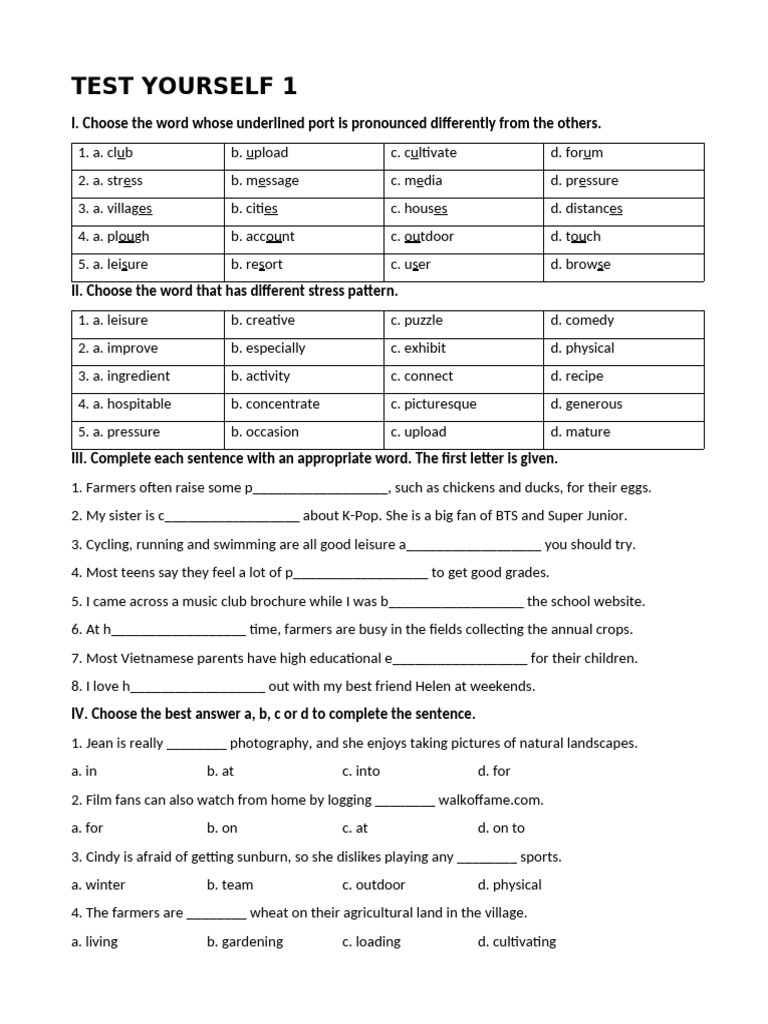 3.1. Test Yourself 1 Global Success 8 | PDF