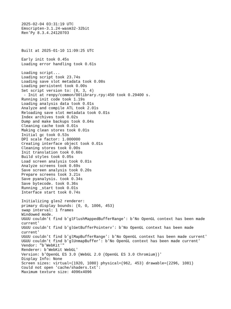 Ren'Py 8.3.4 Initialization Log | PDF