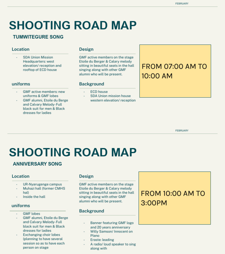 GMF Anniversary Event Shooting Plan | PDF