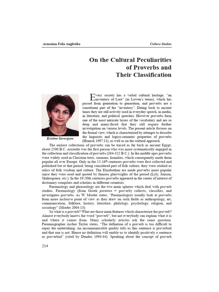 Cultural Insights on Proverbs and Their Study | PDF | Proverb | Idiom