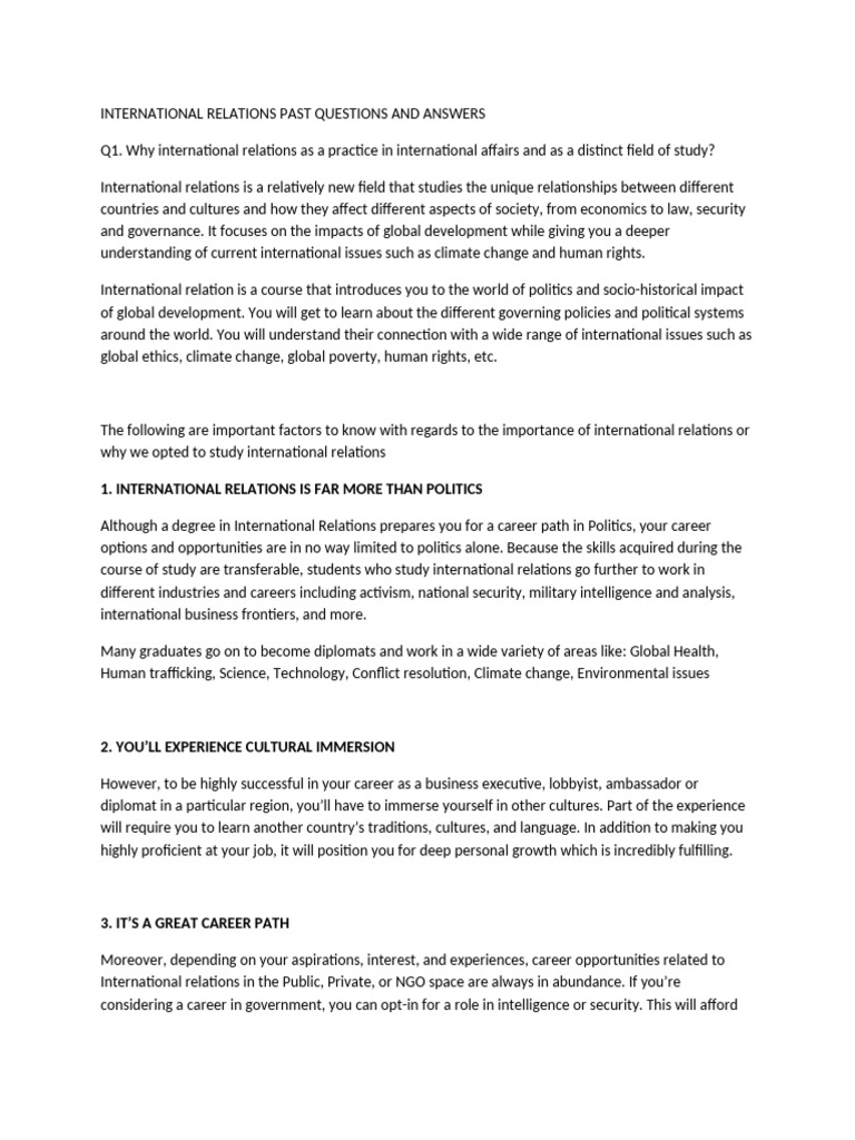 International Relations Exam Insights | PDF | International Relations ...