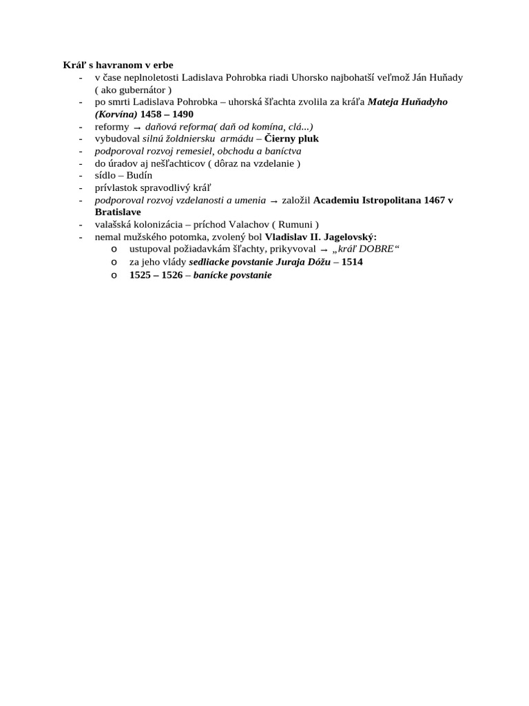 Korvín - Poznámky | PDF