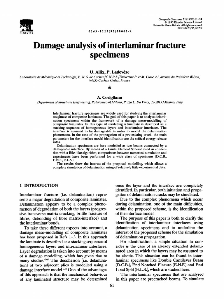 Interlaminar Fracture Damage Analysis | PDF | Fracture Mechanics | Fracture