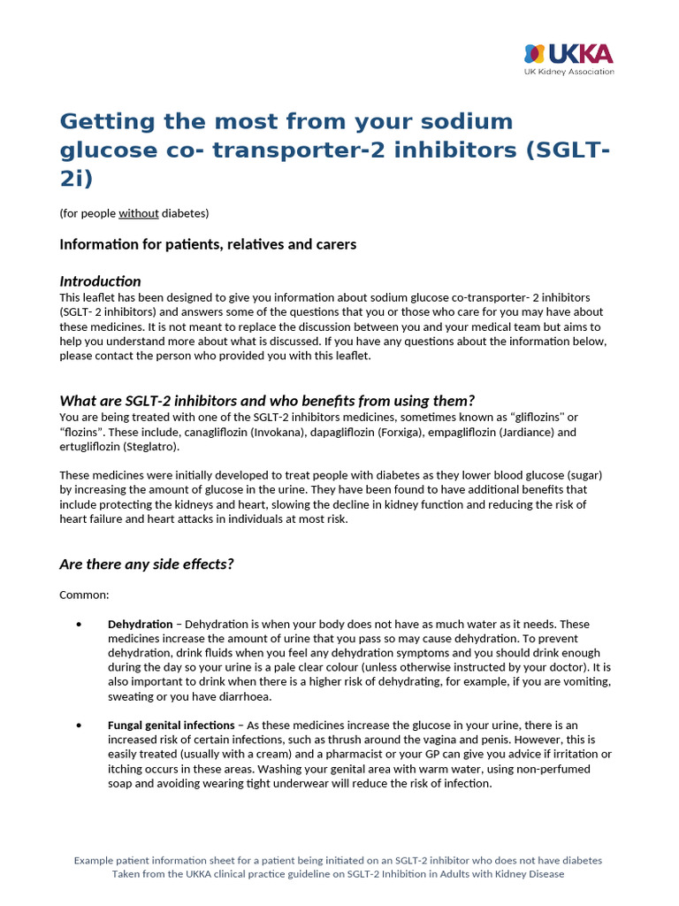 SGLT-2 Inhibitor Patient Guide | PDF | Diabetes | Dehydration