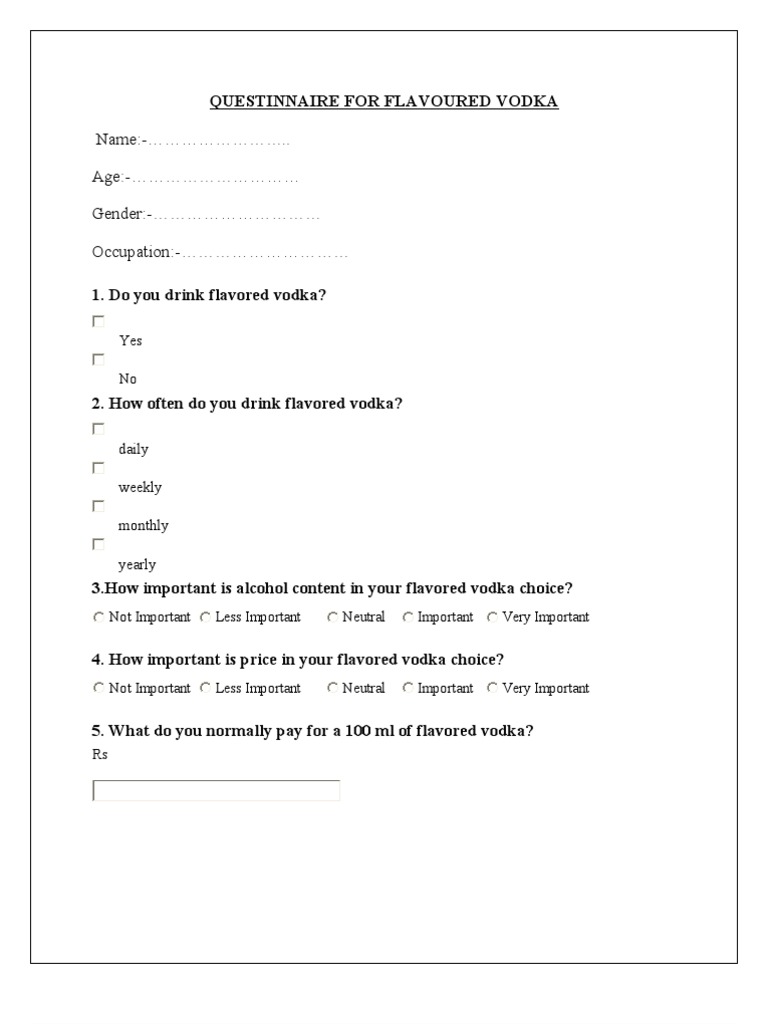 Flavored Vodka Consumer Survey | PDF