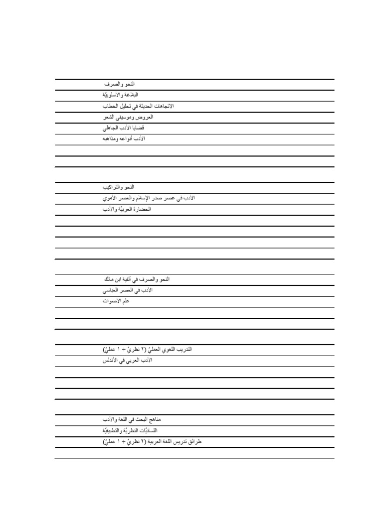 Arabic Language & Literature Study Plan | PDF | Educational Stages ...