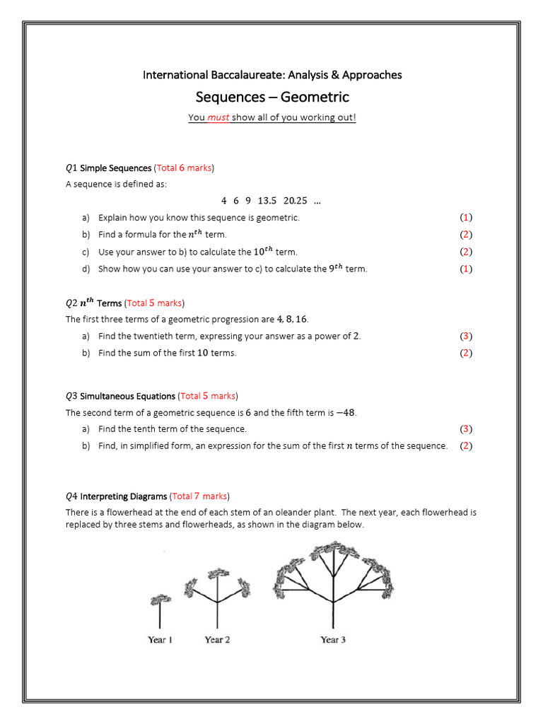 Geometric Sequences in IB Maths | PDF | Sequence | Mathematical Concepts