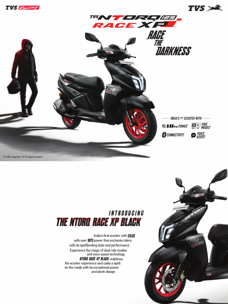 TVS Ntorq Race XP Black Overview | PDF | Brake | Vehicles