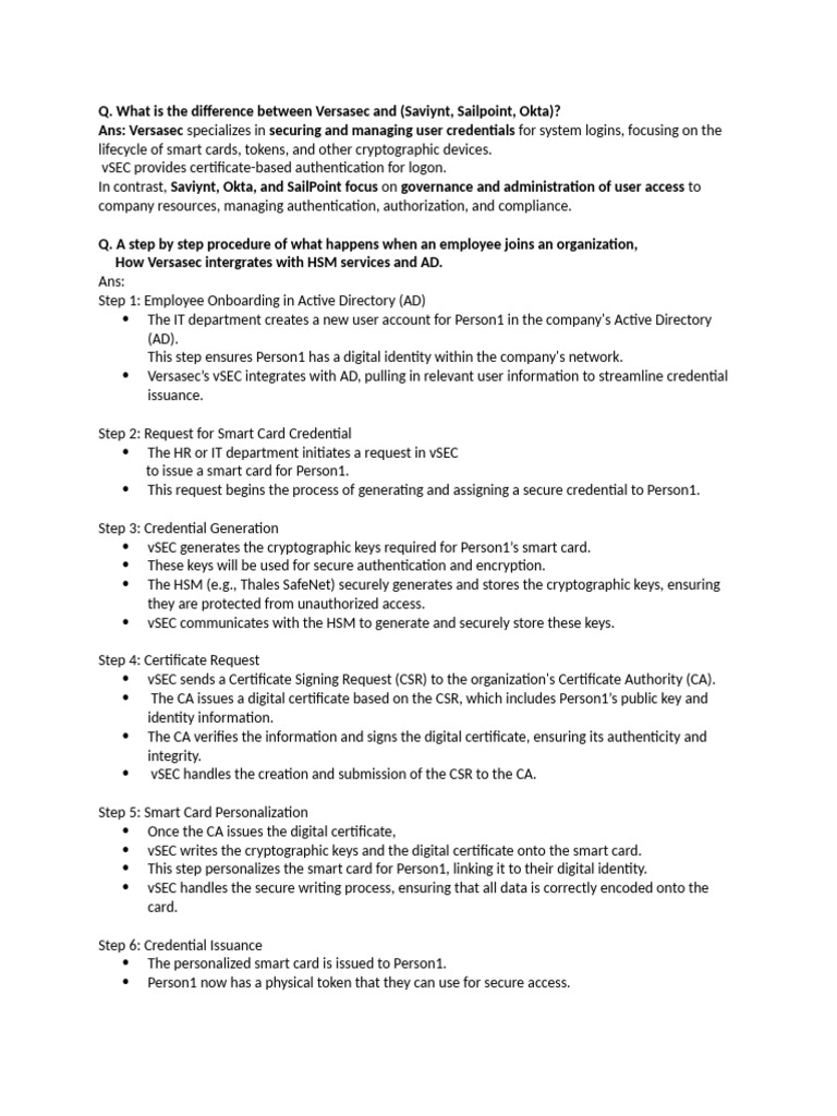 Versasec Credential Management Overview | PDF | Smart Card | Authentication