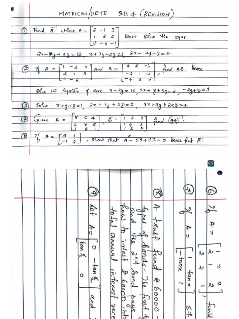 MatricesDeterminants - QB 4 | PDF