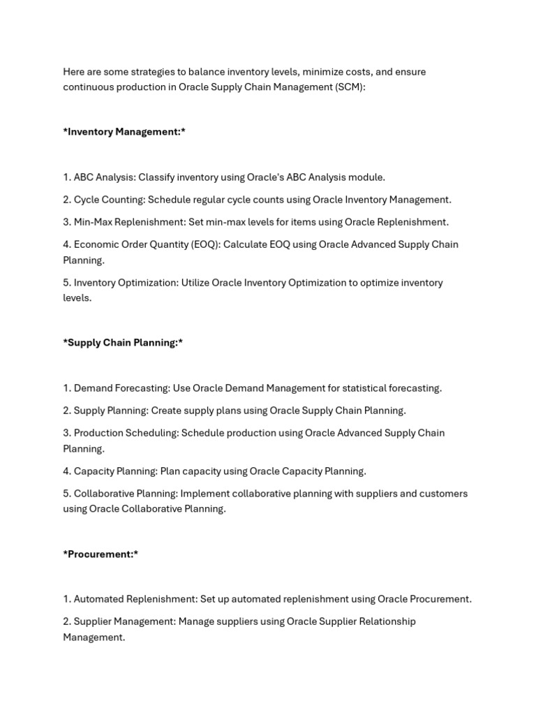 Oracle Inventory Optimization Strategies | PDF | Supply Chain ...