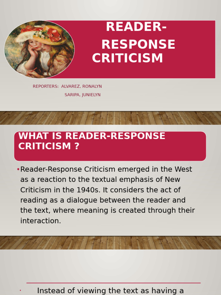 Reader Response Criticism PDF Social Psychology Liberal Arts(01)