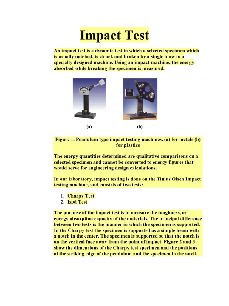 Why impact test is done