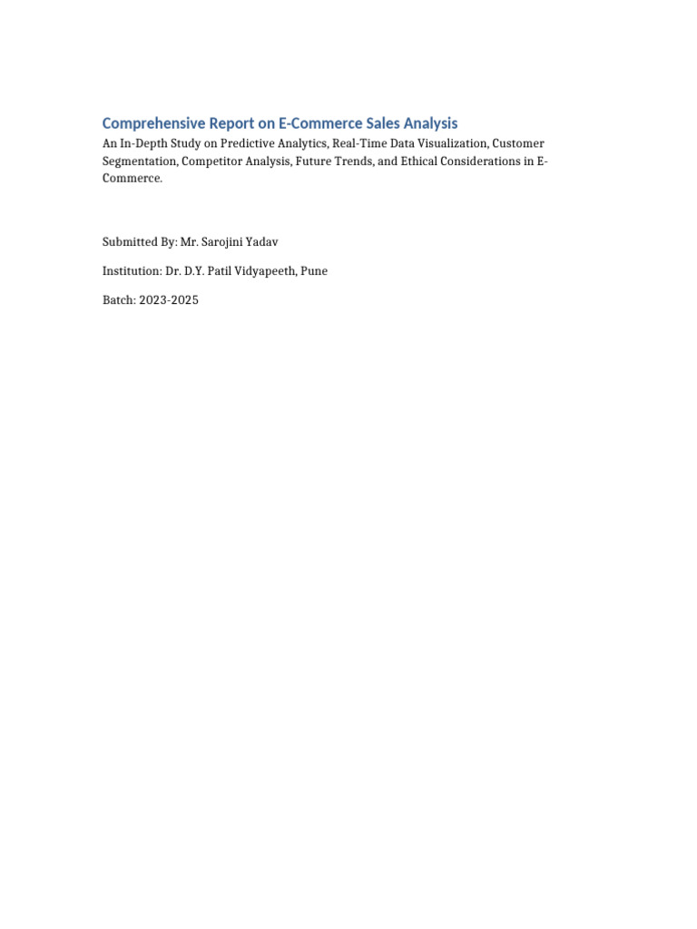 E-Commerce Sales Analysis Insights | PDF | Predictive Analytics | Analytics