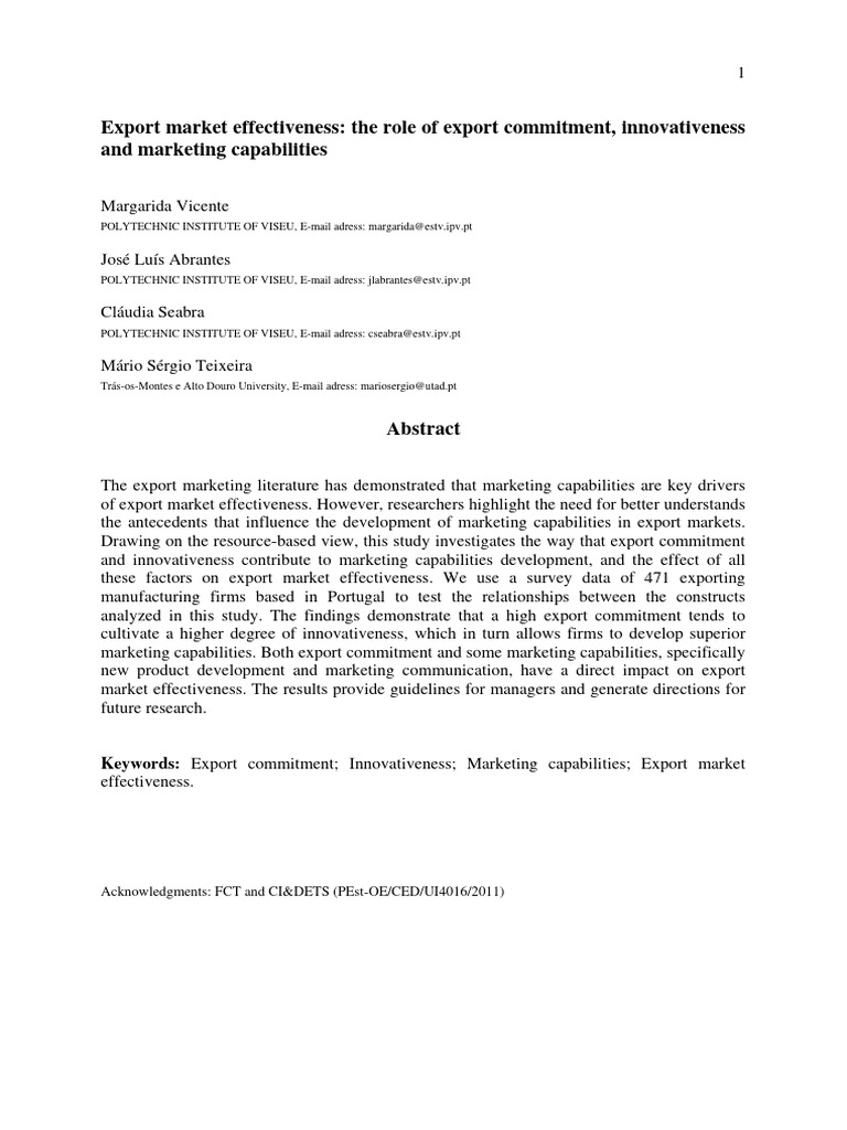 Export Market Effectiveness The Role of | PDF | Business | Business ...