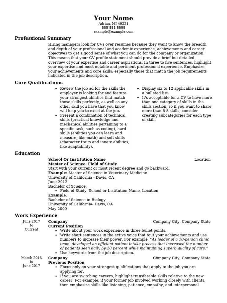 Crafting an Effective CV Guide | PDF | Résumé | Psychology