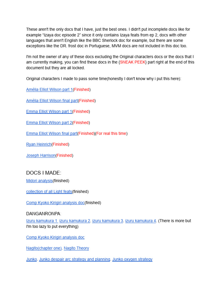 Comprehensive Character Document Collection | PDF
