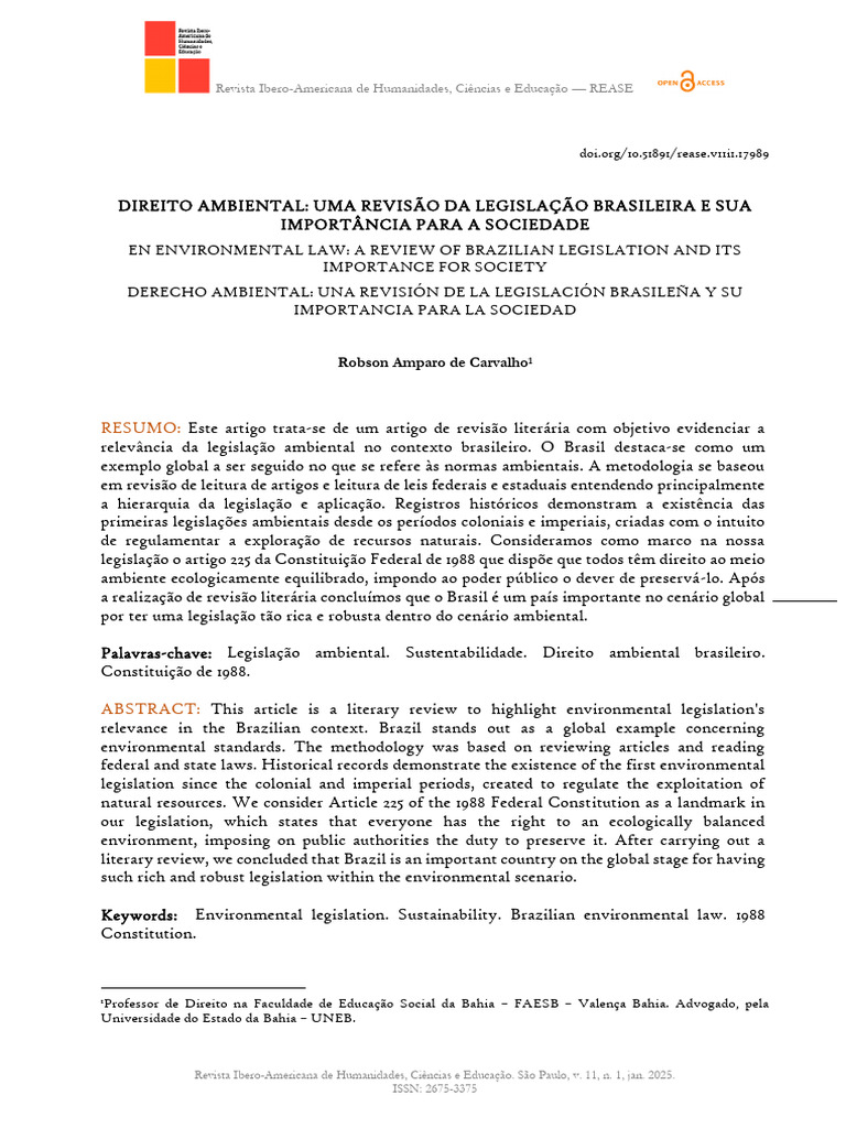 Revisão da Legislação Ambiental no Brasil | PDF | Brasil | Sustentabilidade