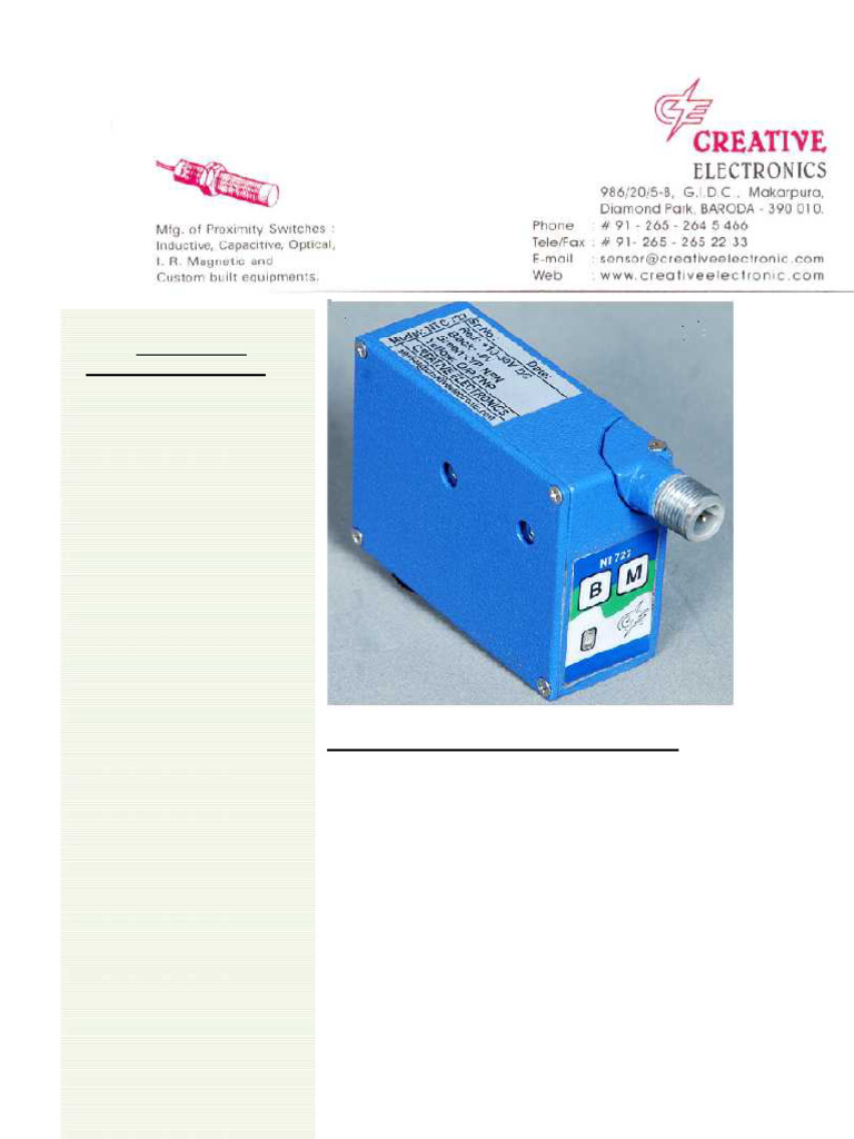 NTC-727 Color Mark Sensor Specs | PDF