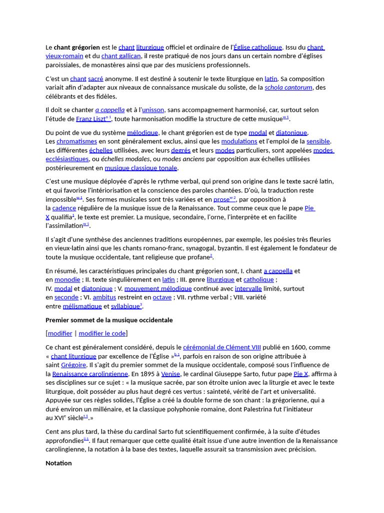 Définition du chant grégorien | PDF | Chant grégorien | Musicologie