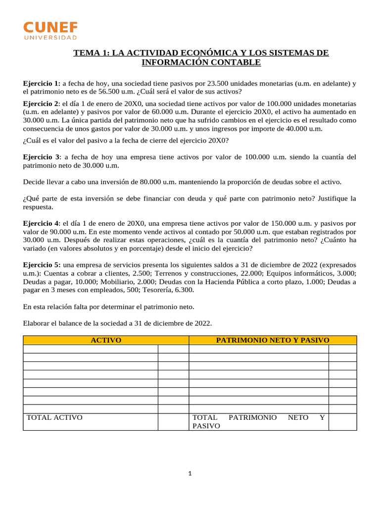 Ejercicios de Contabilidad y Finanzas | PDF | Valor neto | Hoja de balance