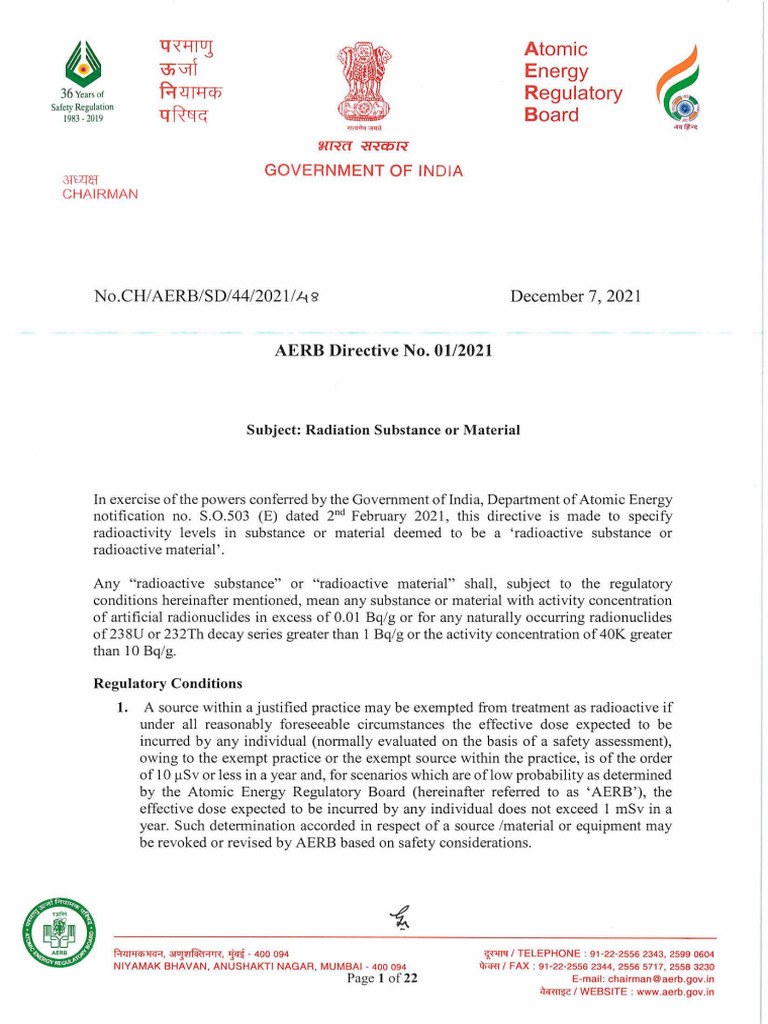 AERB Guidelines on Radioactive Materials | PDF | Radioactive Decay ...