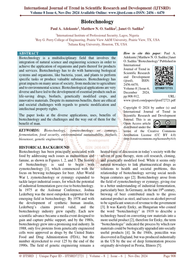 Biotechnology | PDF | Biotechnology | Health Sciences