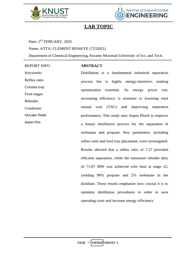 Distillation Work Work Pdf Distillation Unit Operations