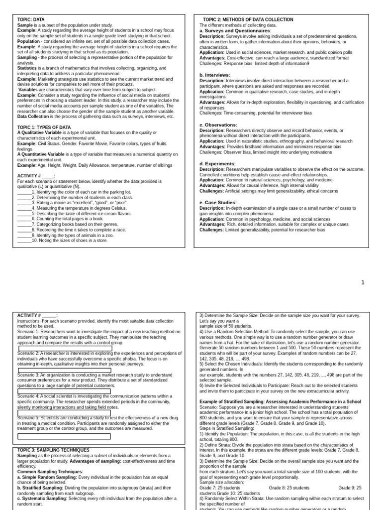 Understanding Data: Types & Collection Methods | PDF | Sampling ...