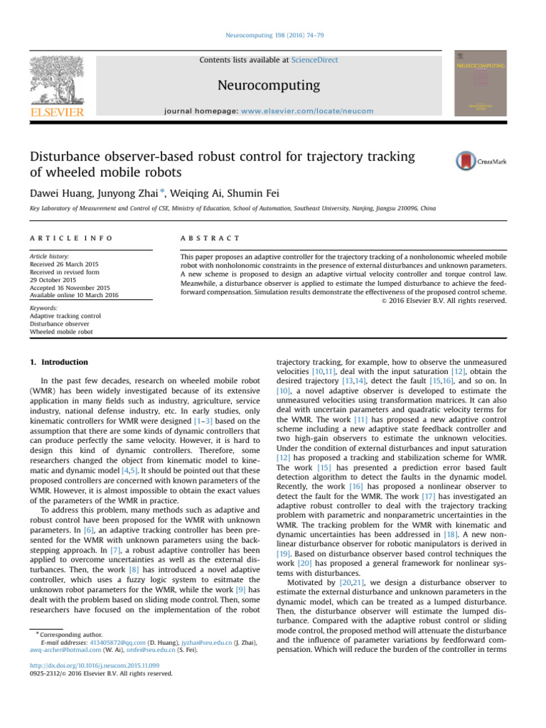 Disturbance Observer Control for Mobile Robots | PDF | Control Theory ...