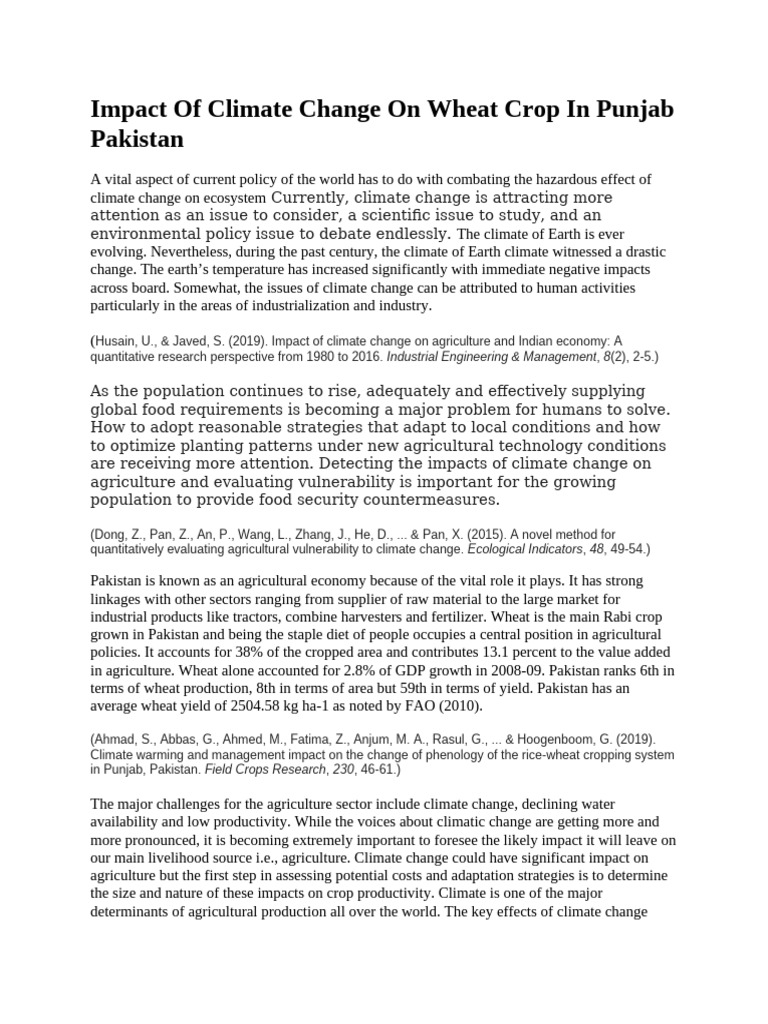 Climate Change Effects on Punjab Wheat Crop | PDF | Agriculture ...