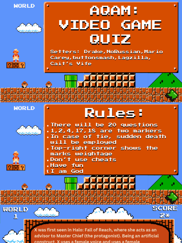 Video Game Quiz Rules and Questions | PDF | Video Games | Gaming