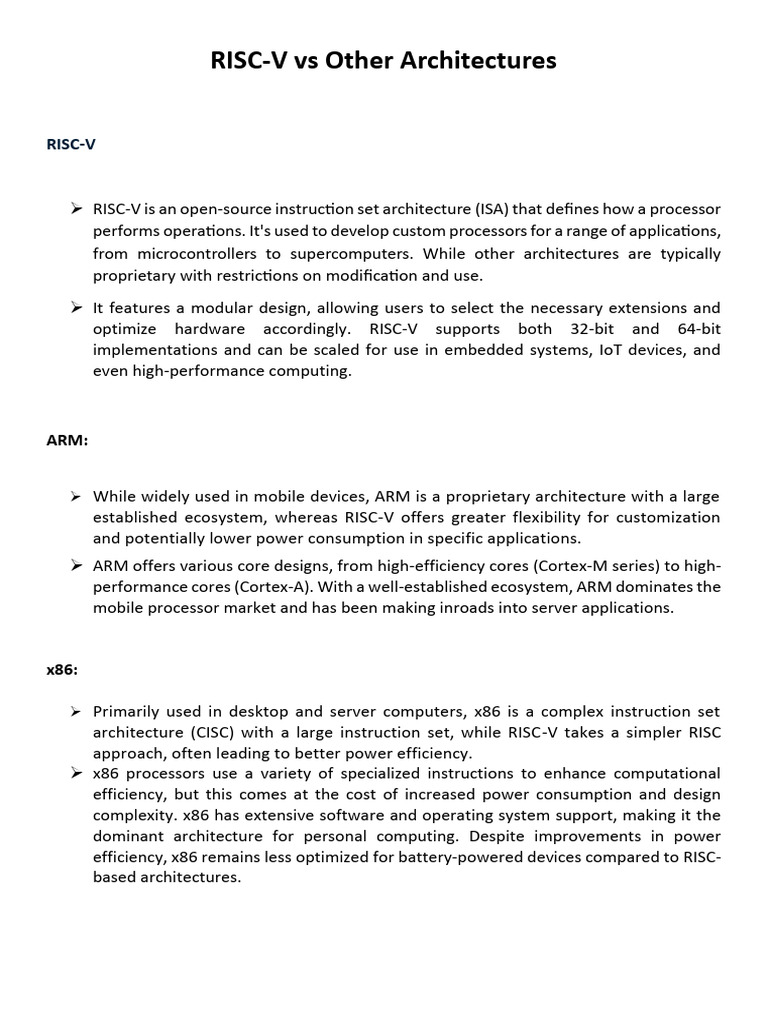 11_RISC V vs Other Architecture | PDF | Computer Architecture ...
