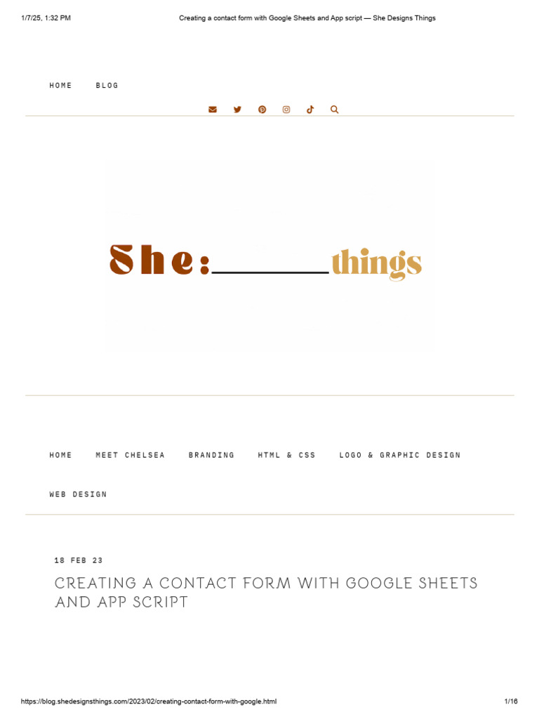 Creating A Contact Form With Google Sheets and App Script - She Designs ...