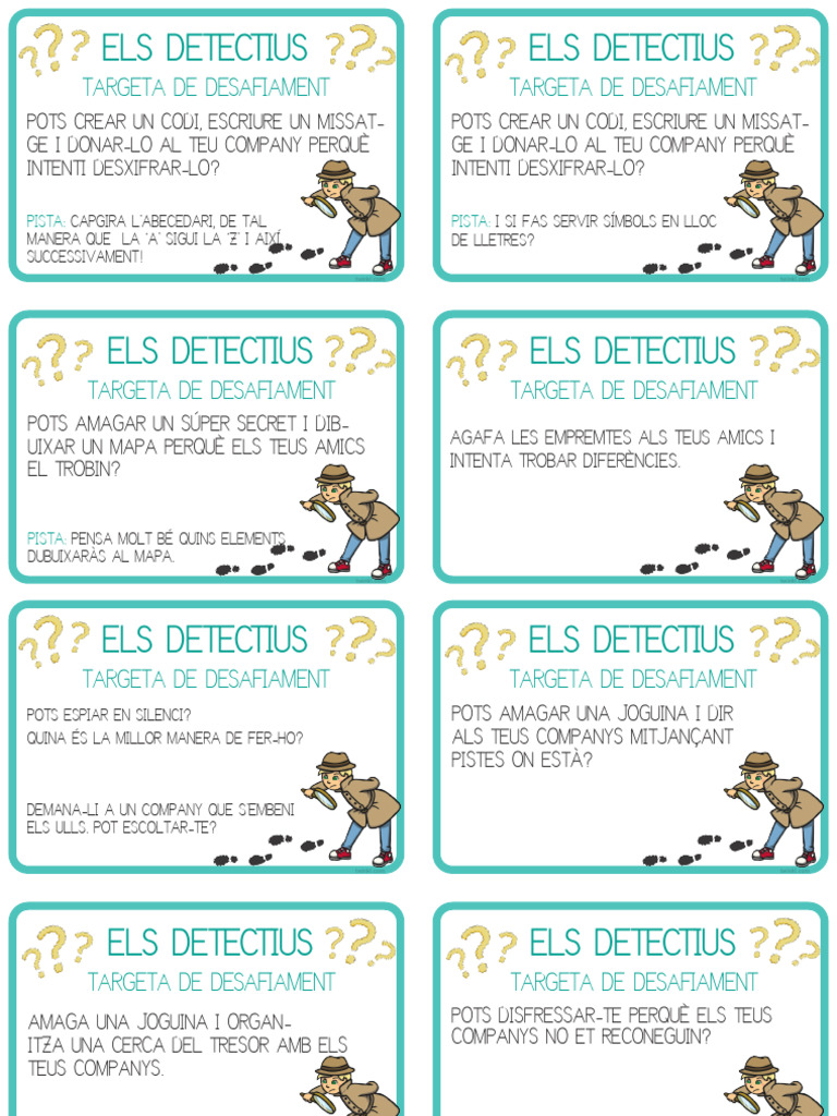 Targetes de Desafiament Els Detectius | PDF