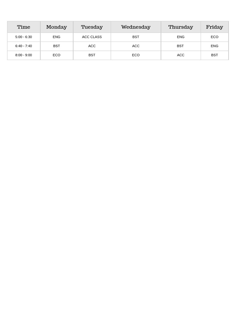 Timetable | PDF