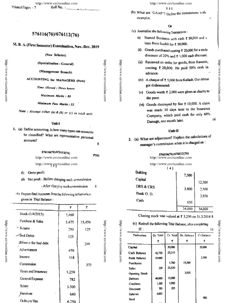 Mba 1 Sem 576116 Management Accounting For Managers Dec 2019 Pdf