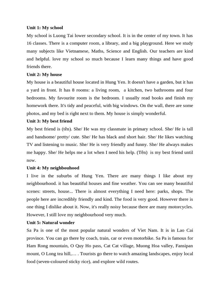 My School and Its Facilities | PDF | Vietnam