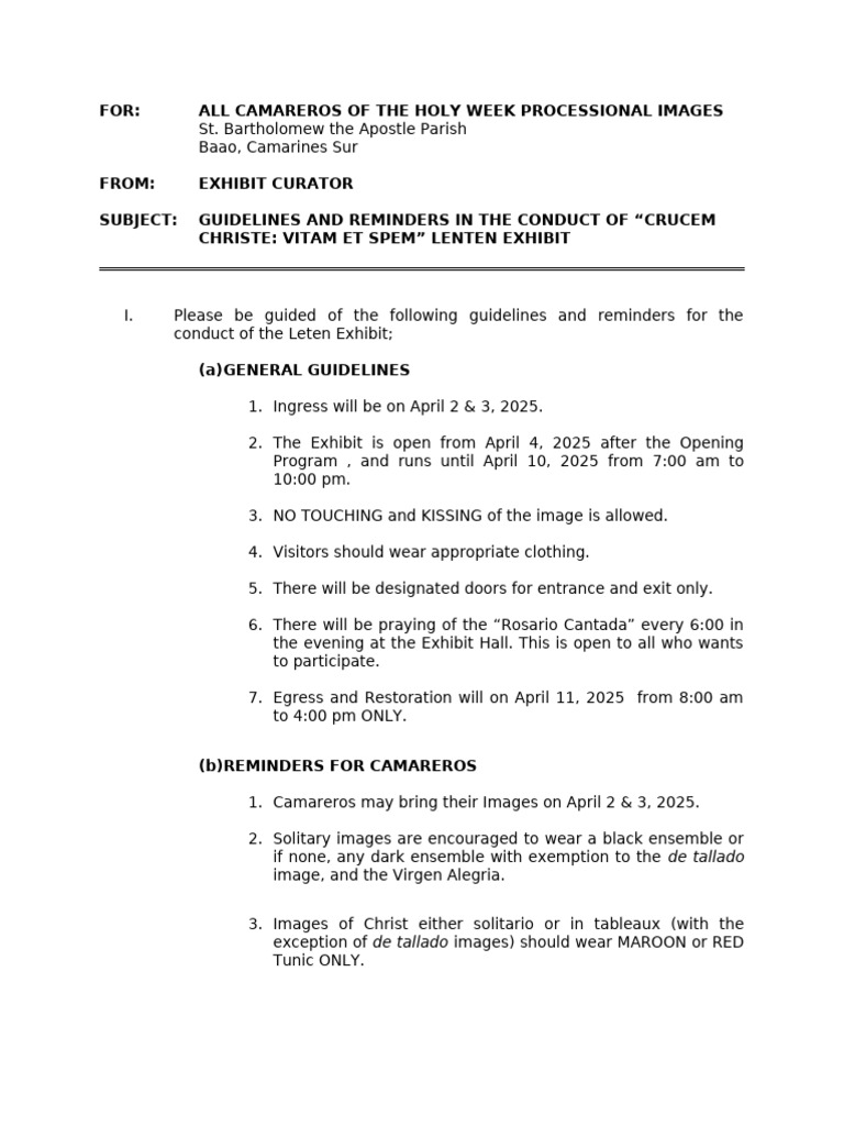 exhibit-guidelines | PDF | Christian Worship And Liturgy