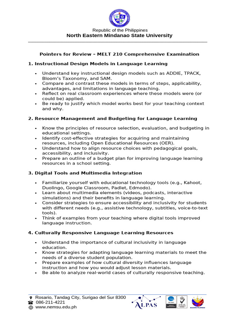Pointers-for-MELT-210 | PDF | Instructional Design | Learning