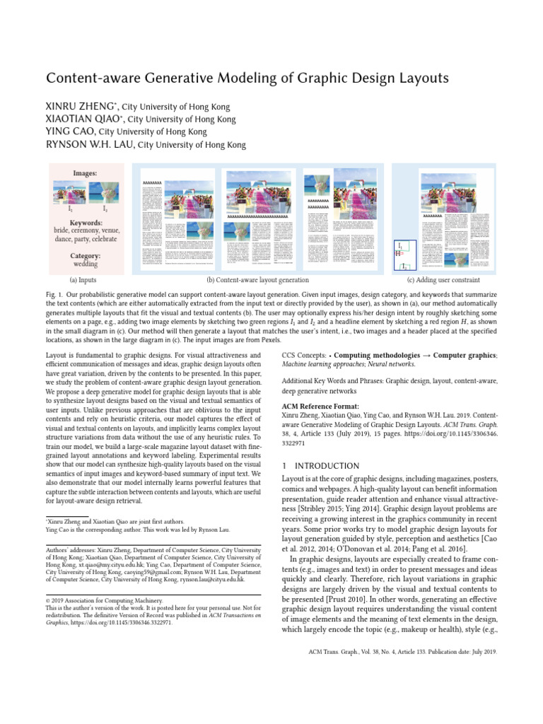 Content-aware Generative Modeling of Graphic Design Layouts | PDF ...